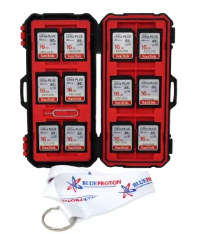 12-Pack SanDisk 16GB Ultra PLUS (SDSDUSC-016G) SDHC Card in Polycarbonate Carrying Case with BlueProton Lanyard (Refurbished)
