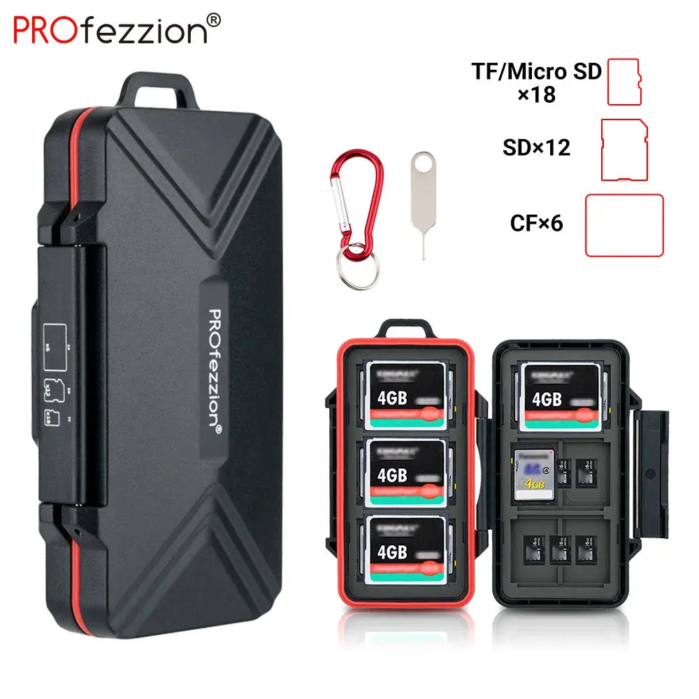 36 Slots SD Card Case Waterproof CF Micro SD Card Holder Storage Box with Carabiner Memory Card