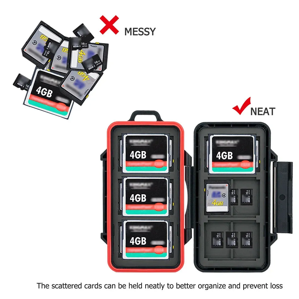 36 Slots SD Card Case Waterproof CF Micro SD Card Holder Storage Box with Carabiner Memory Card