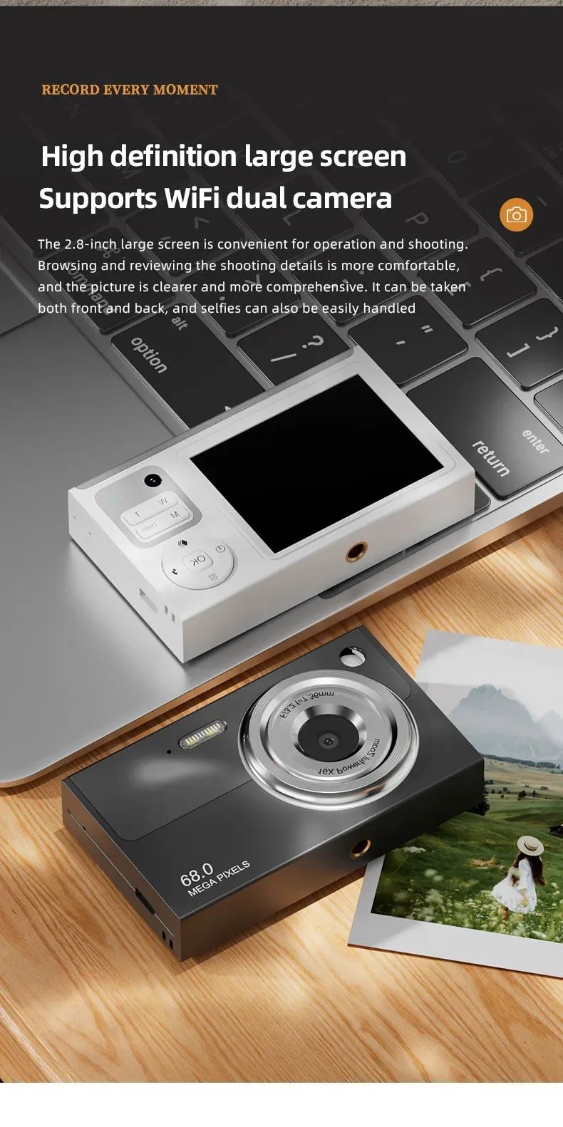 4K Wi-Fi Travel Camera with 16x Zoom