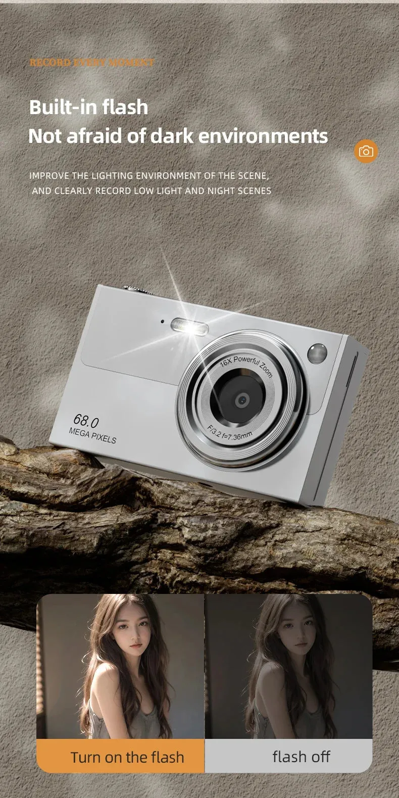 4K Wi-Fi Travel Camera with 16x Zoom