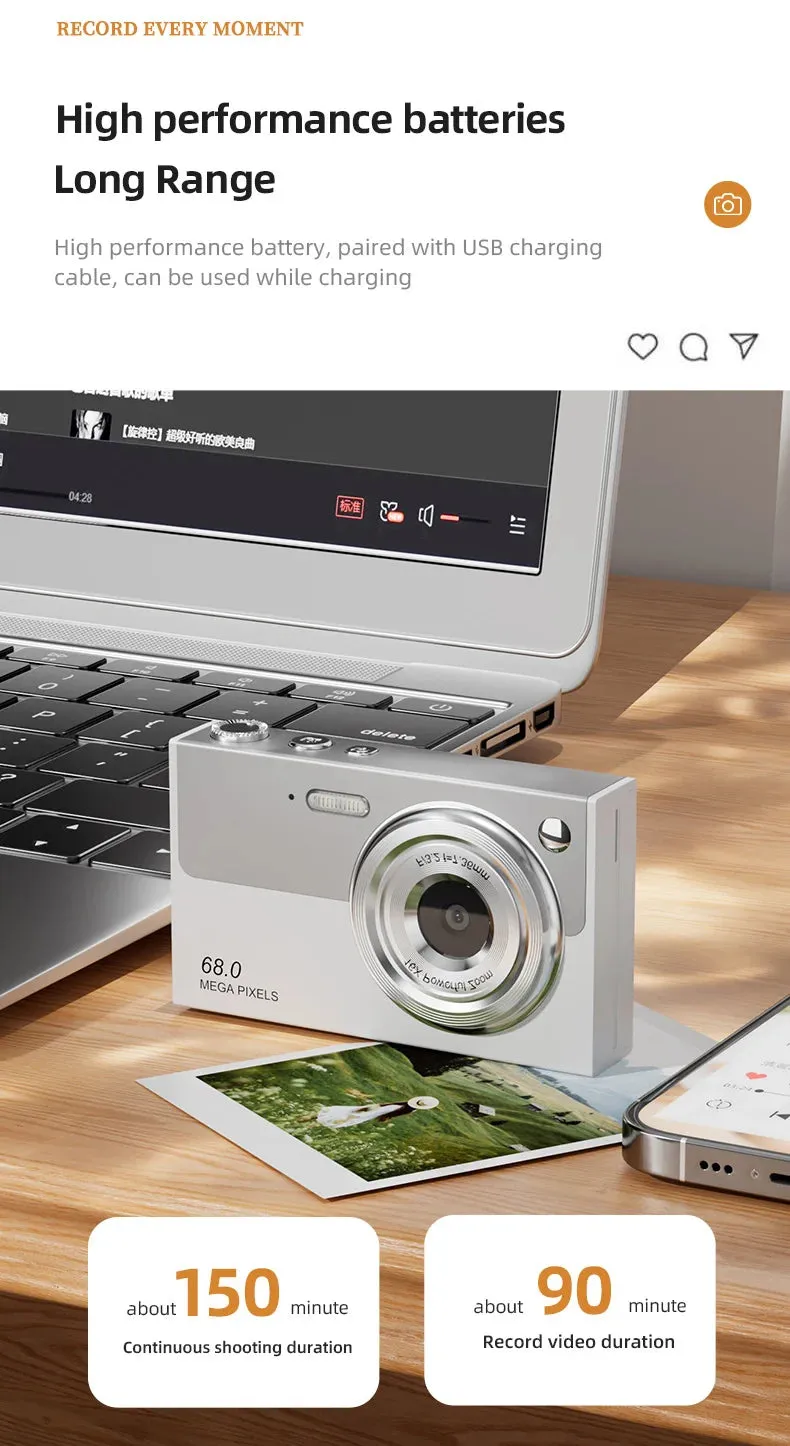 4K Wi-Fi Travel Camera with 16x Zoom