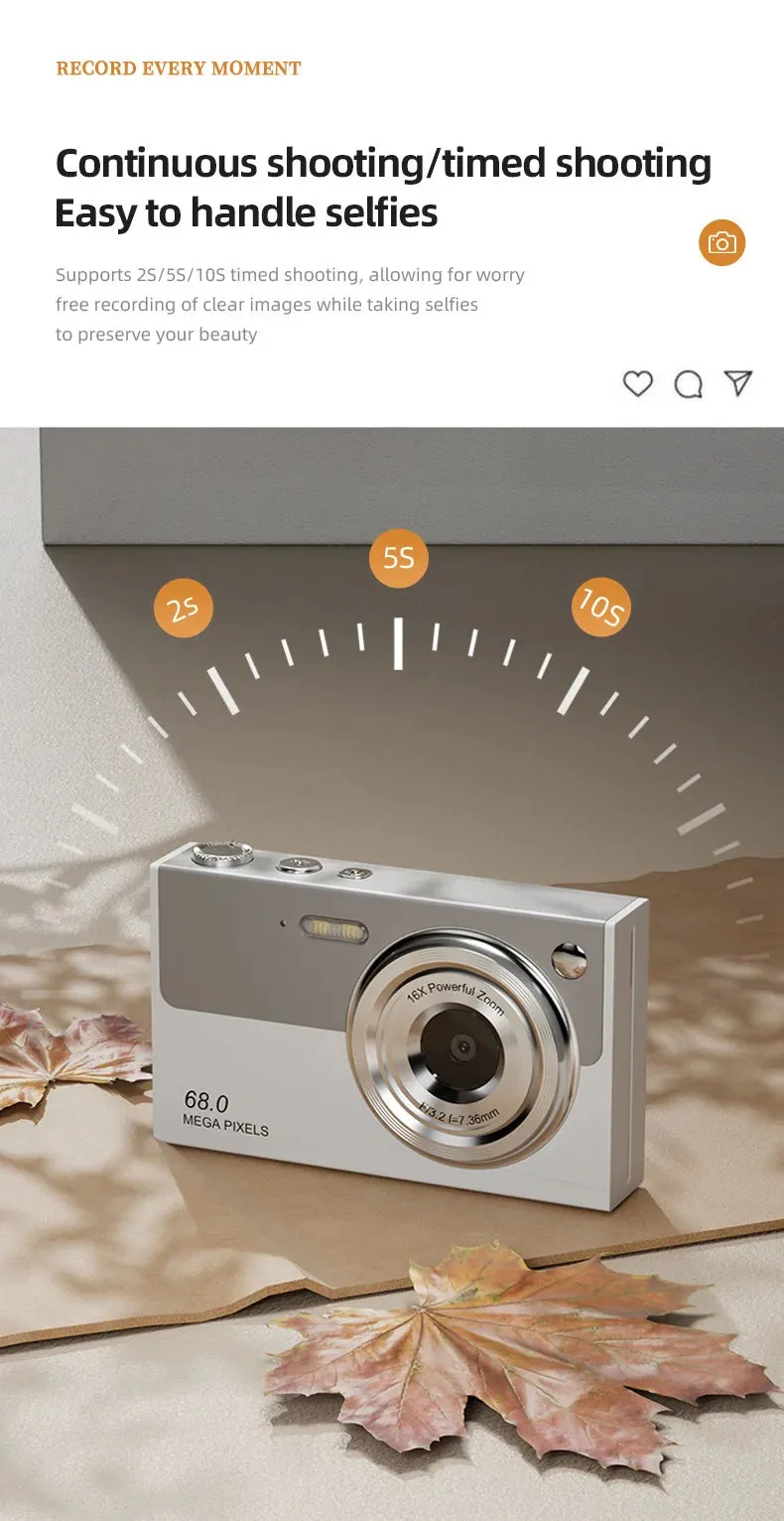 4K Wi-Fi Travel Camera with 16x Zoom