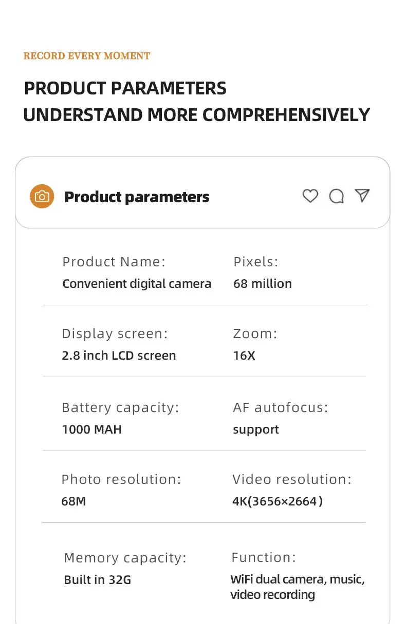 4K Wi-Fi Travel Camera with 16x Zoom