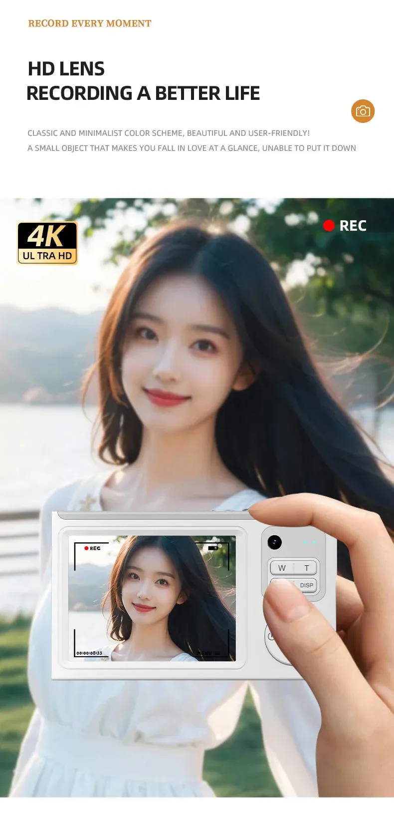 4K Wi-Fi Travel Camera with 16x Zoom