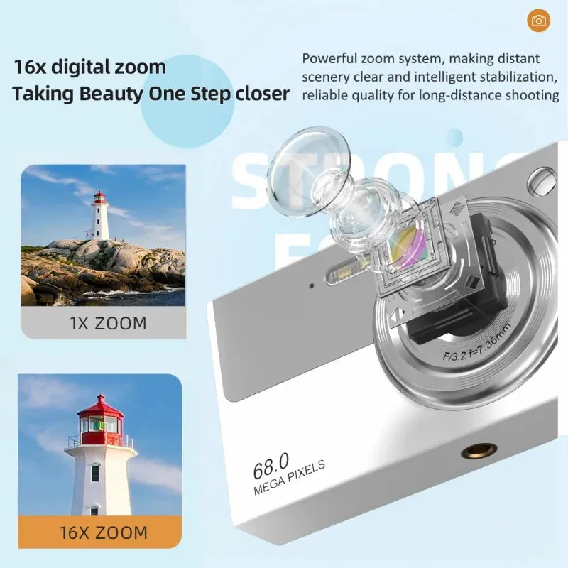 4K Wi-Fi Travel Camera with 16x Zoom