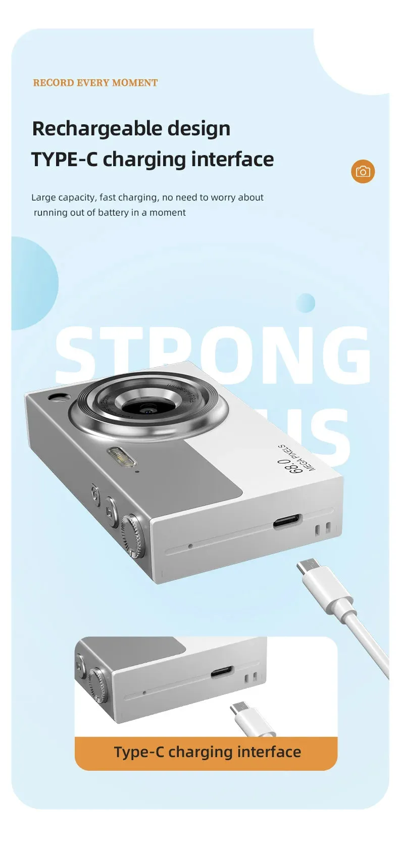 4K Wi-Fi Travel Camera with 16x Zoom