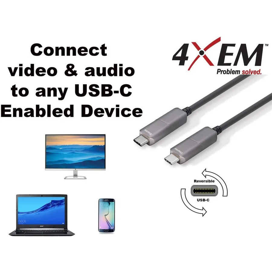 4XEM 10M Fiber USB Type-C Cable 4K@60HZ 21.6 Gbps 4XUSBCFIBER10M