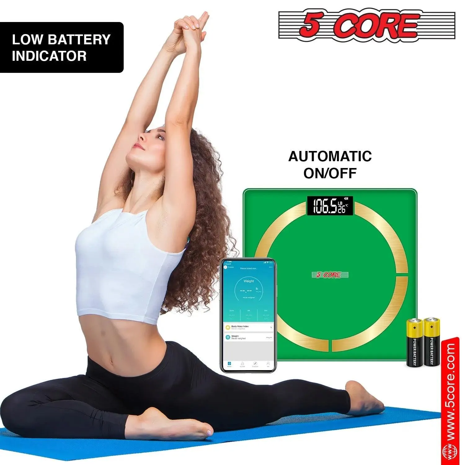 5 Core Smart Weight Scale for Body Weight Digital Bathroom Scale BMI Weighing Bluetooth Body Fat Monitor Health Analyzer Sync with App -BBS 03 B SG