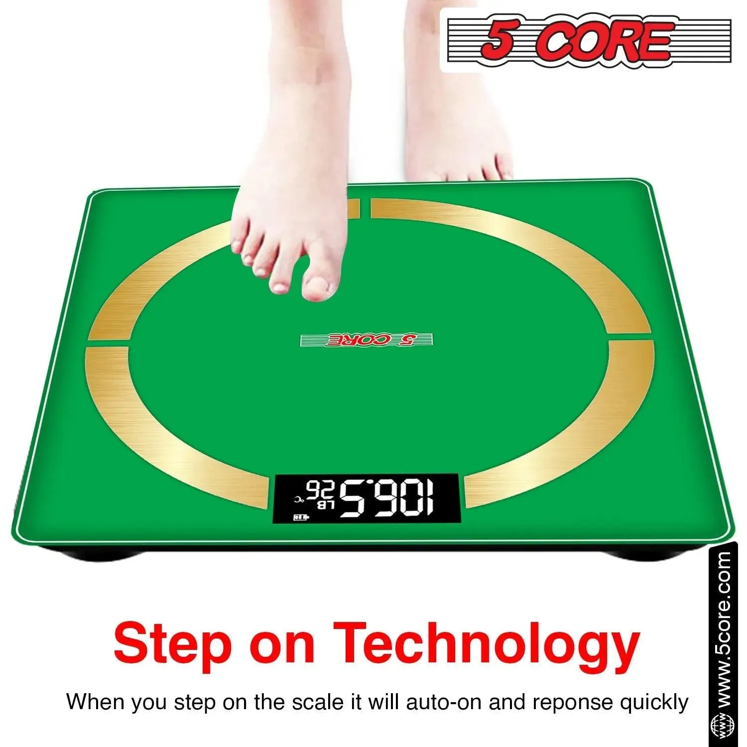 5 Core Smart Weight Scale for Body Weight Digital Bathroom Scale BMI Weighing Bluetooth Body Fat Monitor Health Analyzer Sync with App -BBS 03 B SG