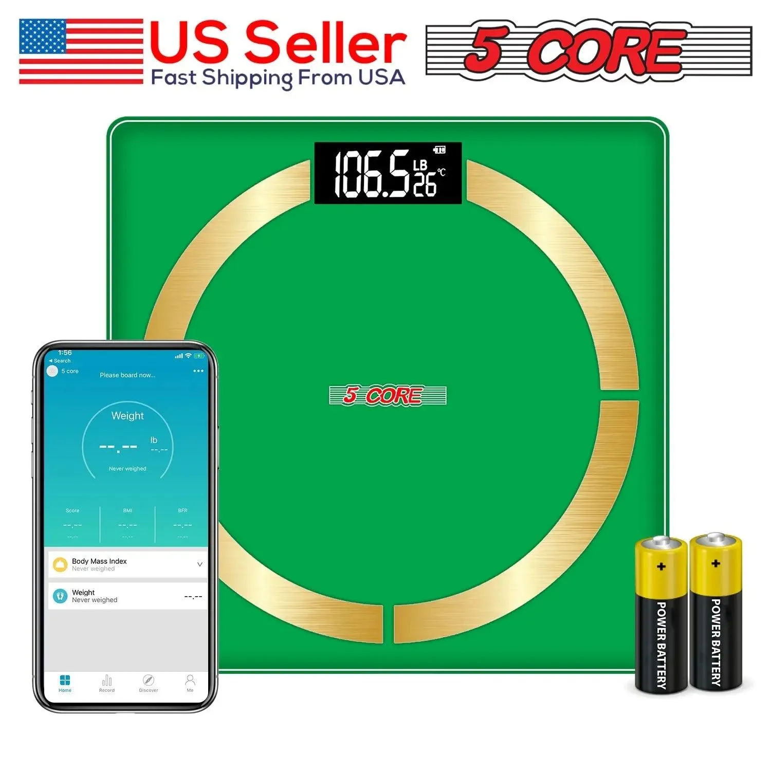 5 Core Smart Weight Scale for Body Weight Digital Bathroom Scale BMI Weighing Bluetooth Body Fat Monitor Health Analyzer Sync with App -BBS 03 B SG