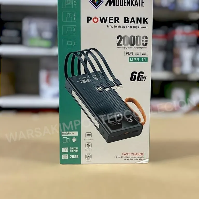 66W MODENKAT POWER BANK WITH 4 IN BUILT-IN  CABLES