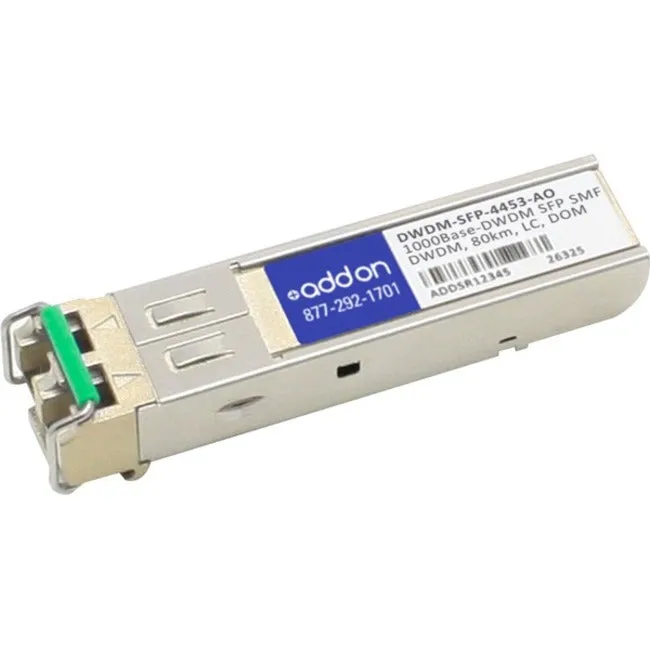 AddOn Cisco DWDM-SFP-4453 Compatible TAA Compliant 1000Base-DWDM 100GHz SFP Transceiver (SMF, 1544.53nm, 80km, LC, DOM) DWDM-SFP-4453-AO