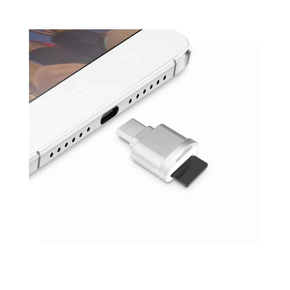 AMZER USB Type-C 3.1 to Micro SD Card (TF Card) Reader Adapter OTG Function - Silver