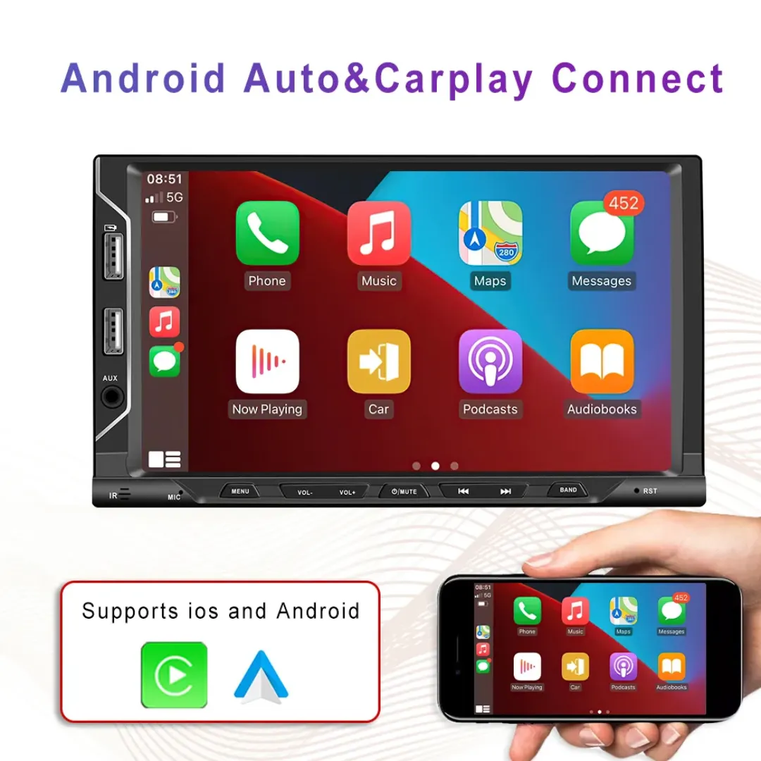 Android Car Stereo Apple Carplay Bluetooth GPS 6 USB Ports 2DIN