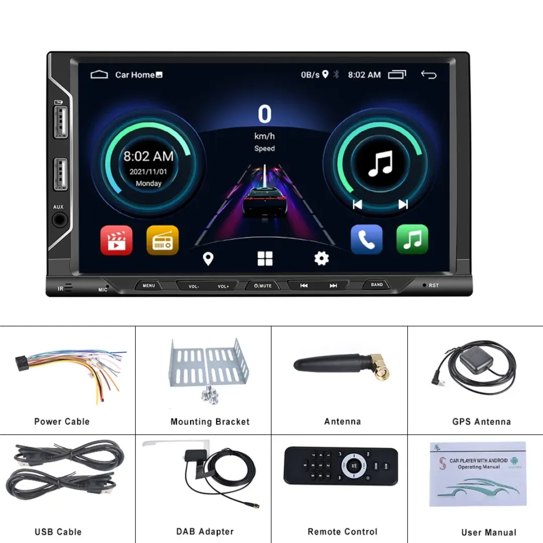 Android Car Stereo Apple Carplay Bluetooth GPS 6 USB Ports 2DIN