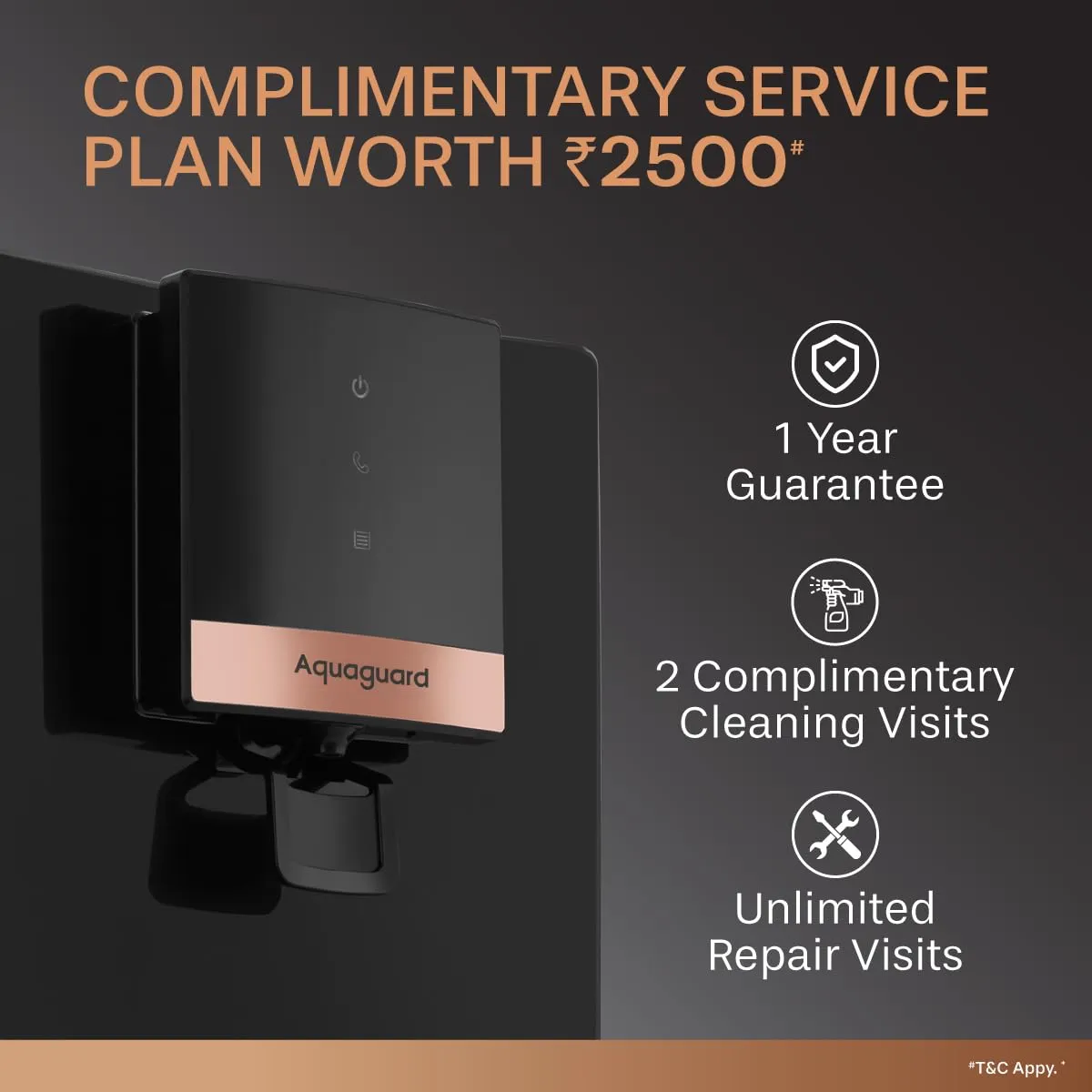 Aquaguard NEO COPPER UV UF Active Copper Tech Water Purifier | Suitable for Municipal Water Only (TDS <200 ppm) | GWPDNCUUF23000