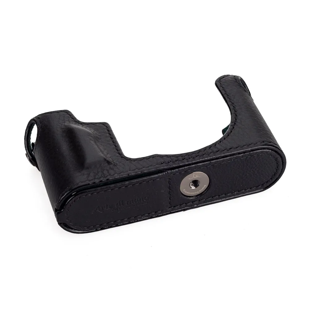Arte di Mano Half Case for Leica CL with Battery Access Door - Minerva Black with Black Stitching