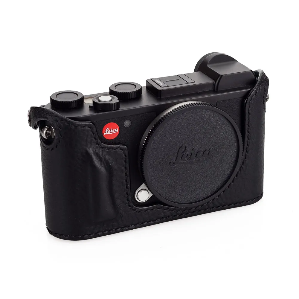Arte di Mano Half Case for Leica CL with Battery Access Door - Minerva Black with Black Stitching