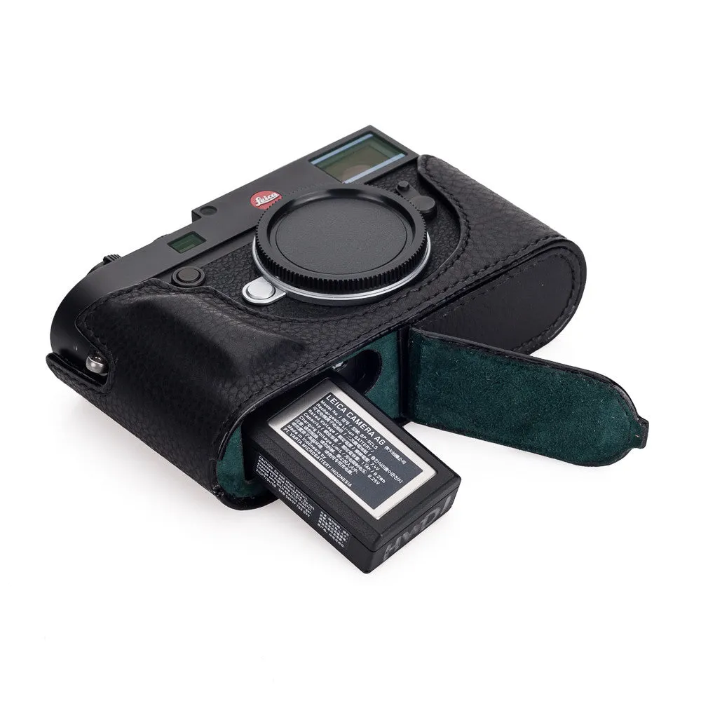 Arte di Mano Half Case for Leica M10 with Battery Access Door - Minerva Black with Black Stitching