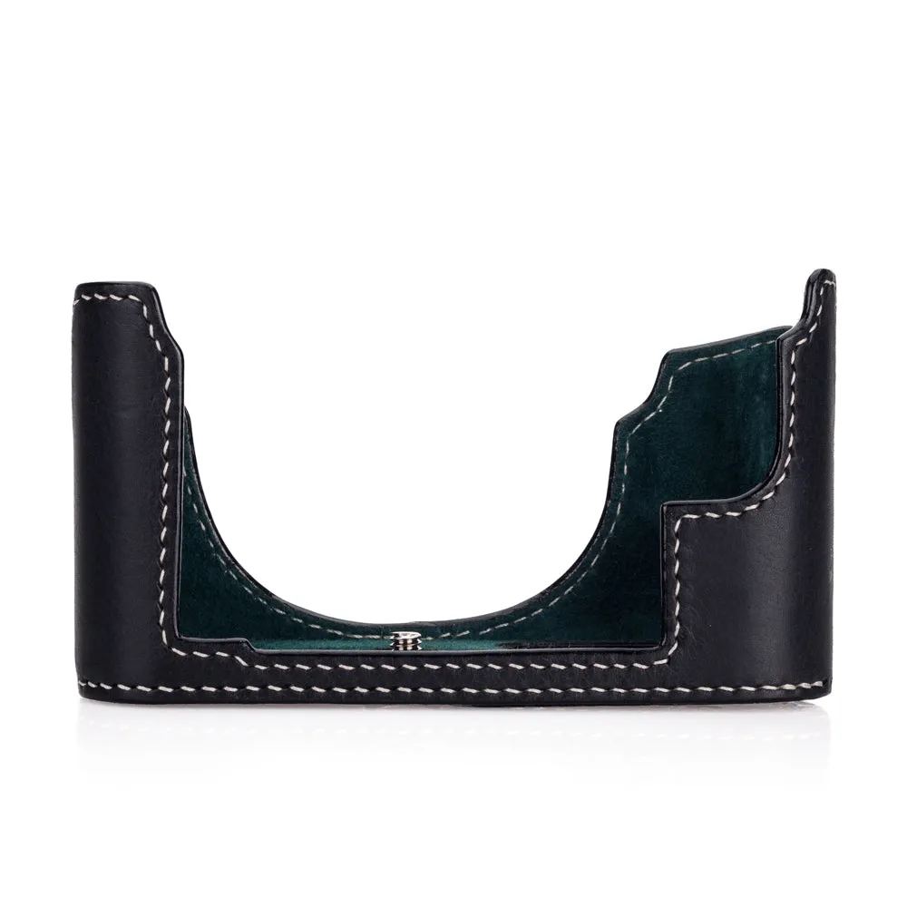 Arte di Mano Half Case for Leica M10 with Battery Access Door - Minerva Black with White Stitching