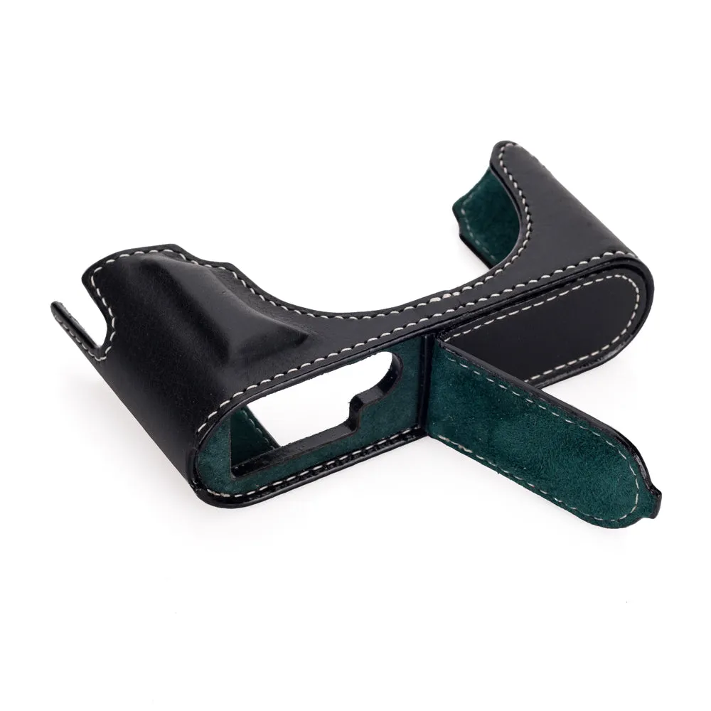 Arte di Mano Half Case for Leica M10 with Battery Access Door - Minerva Black with White Stitching