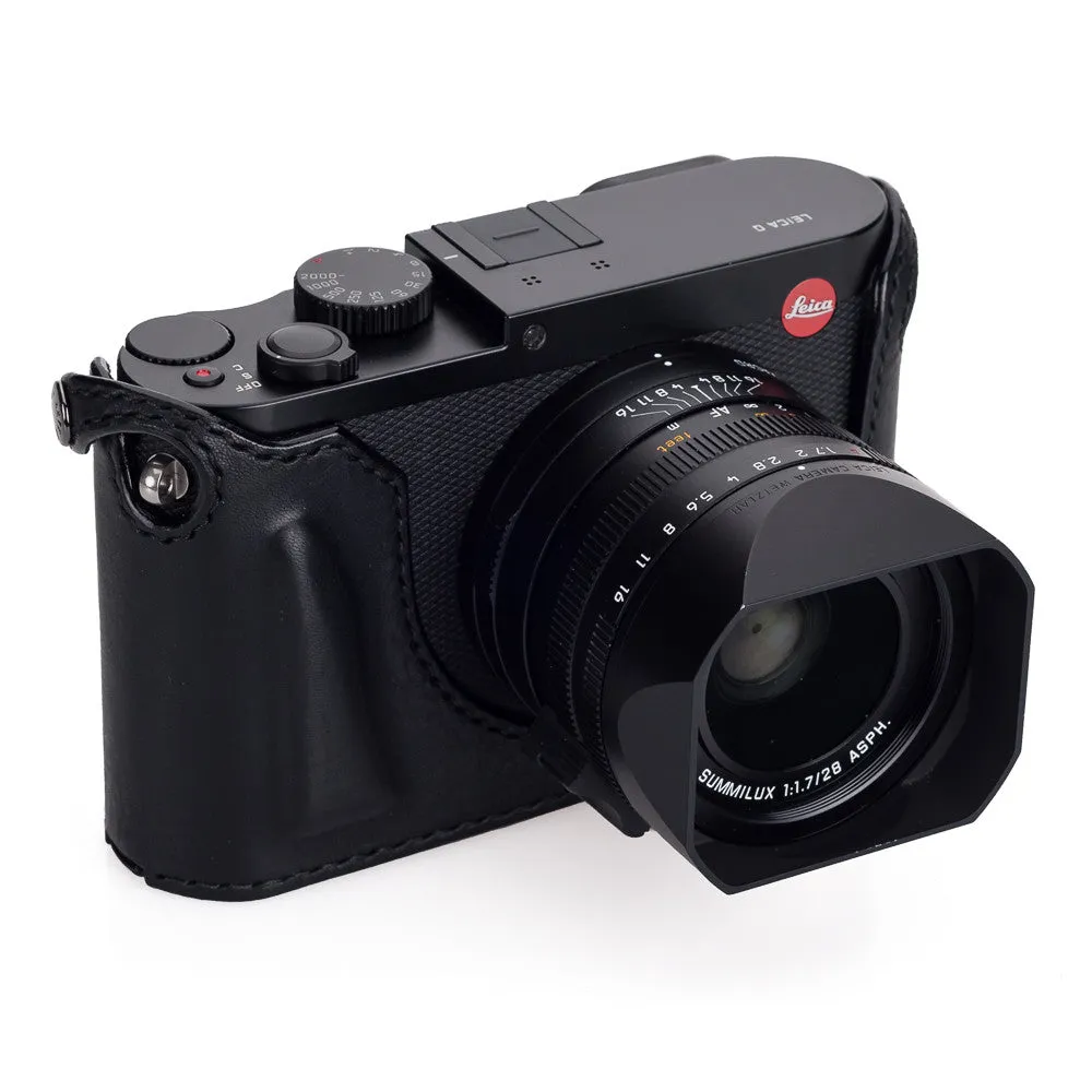 Arte di Mano Leica Q (Typ 116) Half Case with Battery Access Door - Minerva Black with Black Stitching