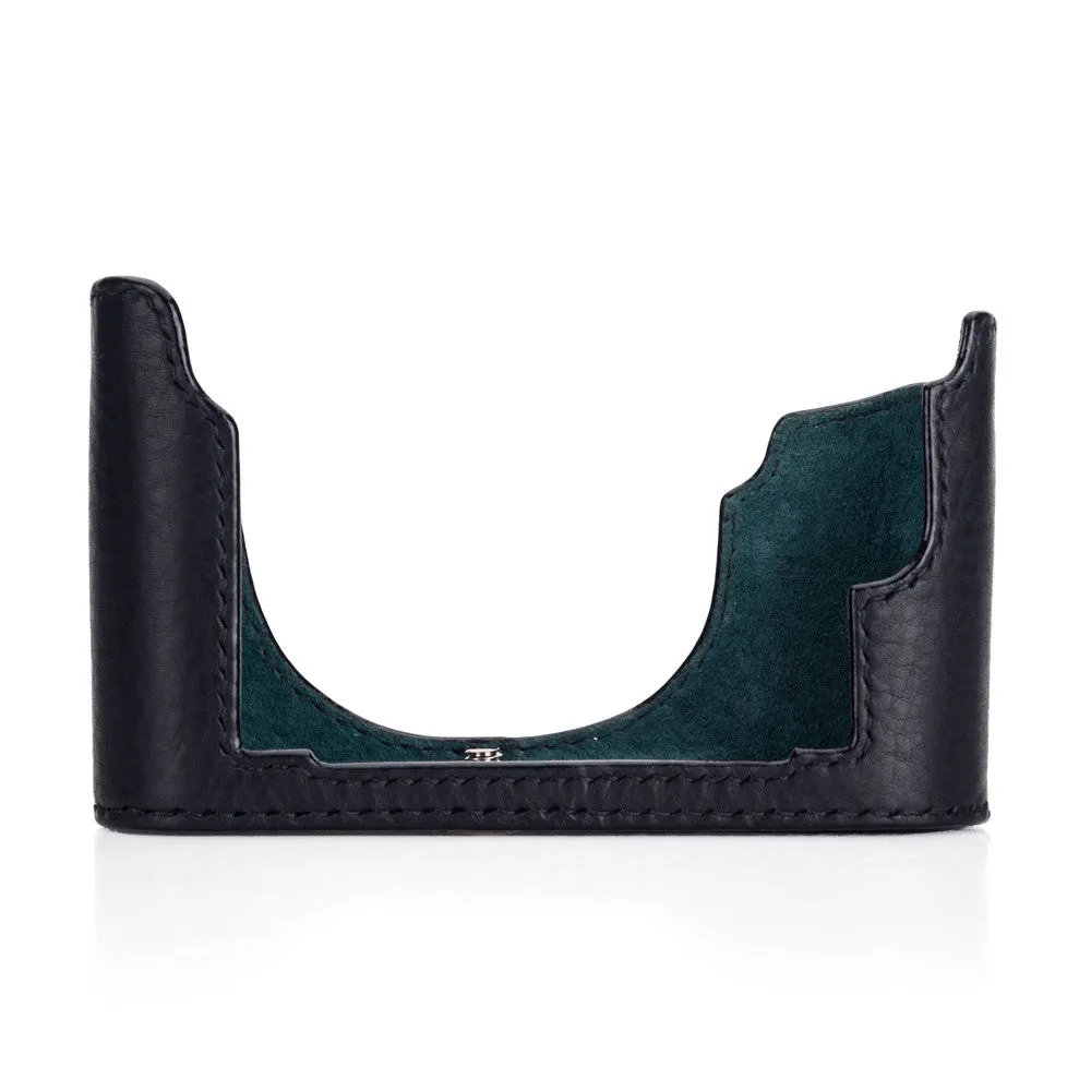 Arte di Mano M/M-P (Typ 240) Open Style Half Case with Battery Access Door- Minerva Black with Black Stitching
