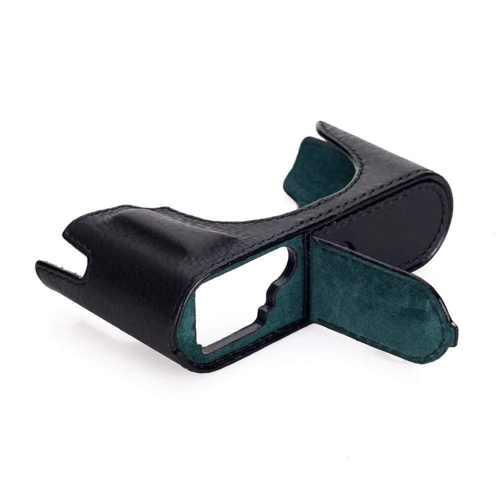 Arte di Mano M/M-P (Typ 240) Open Style Half Case with Battery Access Door- Minerva Black with Black Stitching