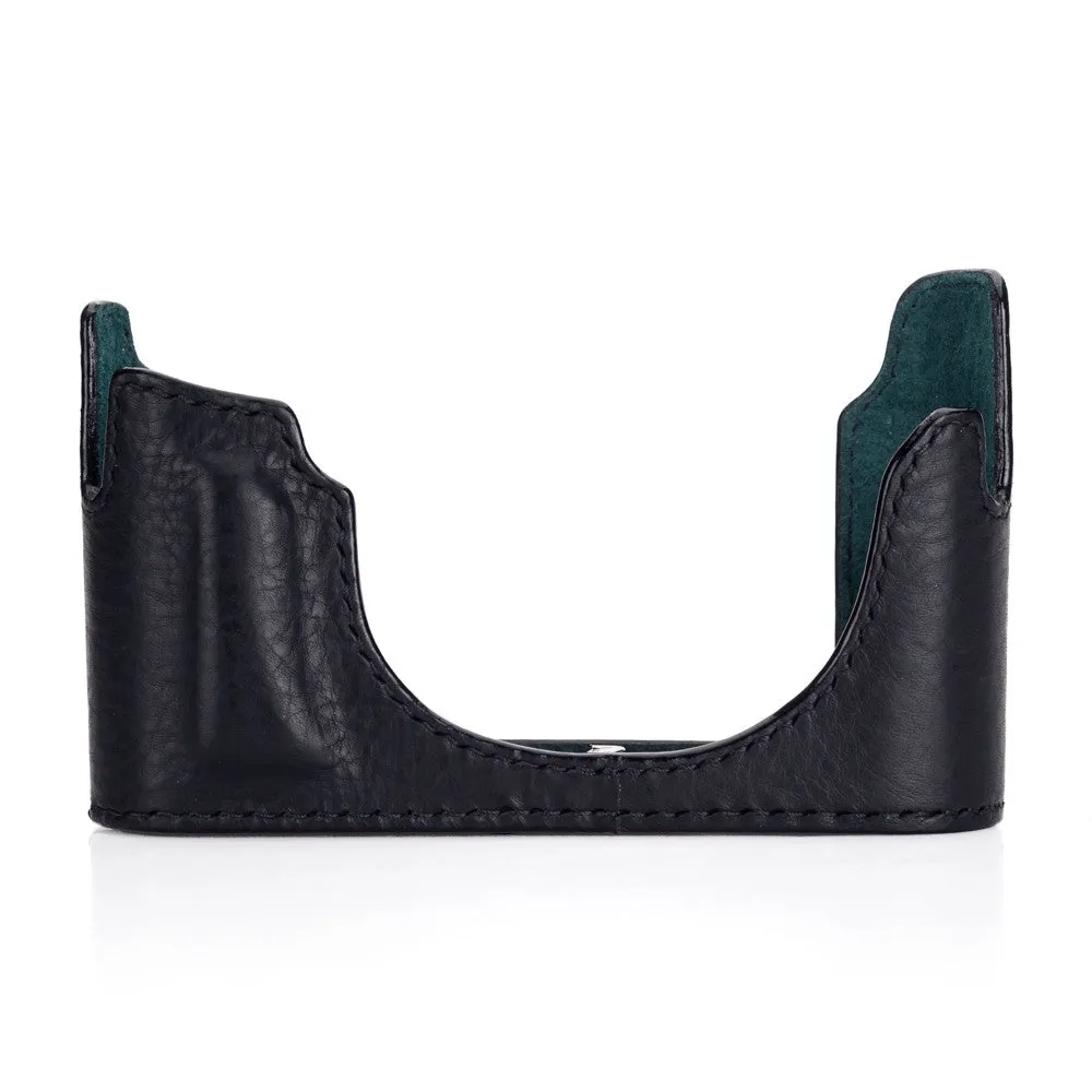 Arte di Mano M/M-P (Typ 240) Open Style Half Case with Battery Access Door- Minerva Black with Black Stitching