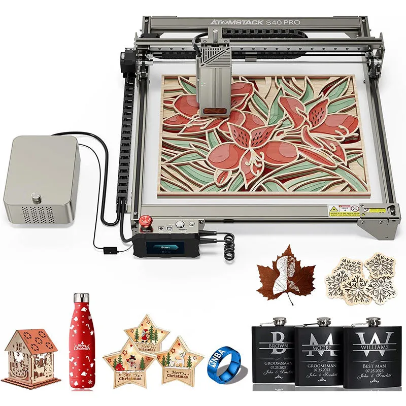 ATOMSTACK S40 Pro X40 PRO A40 PRO 210W Laser Engraving Machine With Automatic Air Assist Kits, 48W Industrial-Grade Laser Cutting Machine with Touchscreen, 24W/48W Dual Modes One Key Switch, Precious Gifts for Him