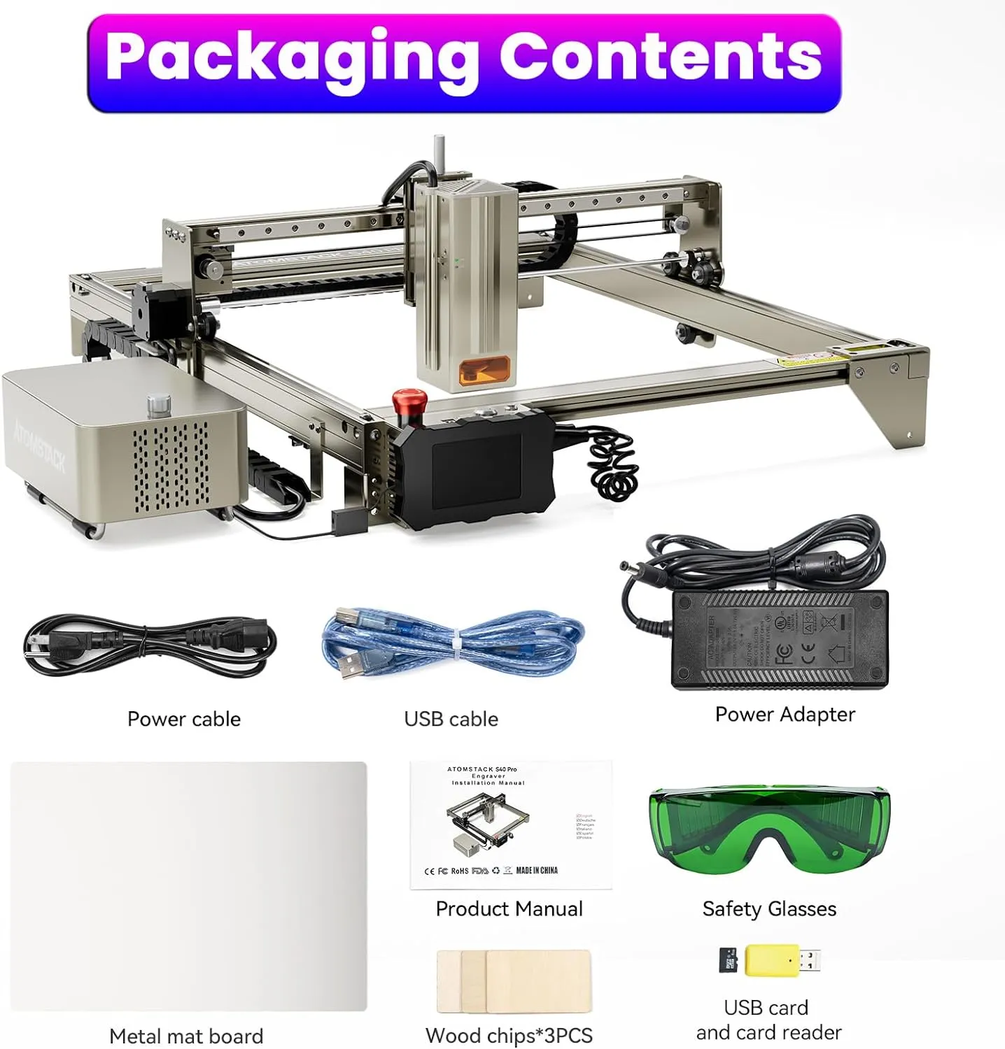 ATOMSTACK S40 Pro X40 PRO A40 PRO 210W Laser Engraving Machine With Automatic Air Assist Kits, 48W Industrial-Grade Laser Cutting Machine with Touchscreen, 24W/48W Dual Modes One Key Switch, Precious Gifts for Him