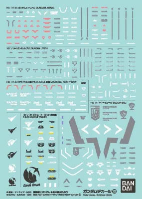 Bandai Gundam Decal #133 For Mobile Suit Gundam The Witch from Mercury Multiuse #1 Water Slide/Transfer Decals