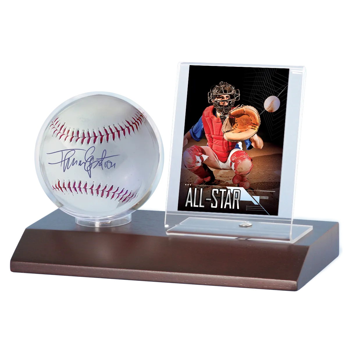 Baseball & Card Wood Display Holder