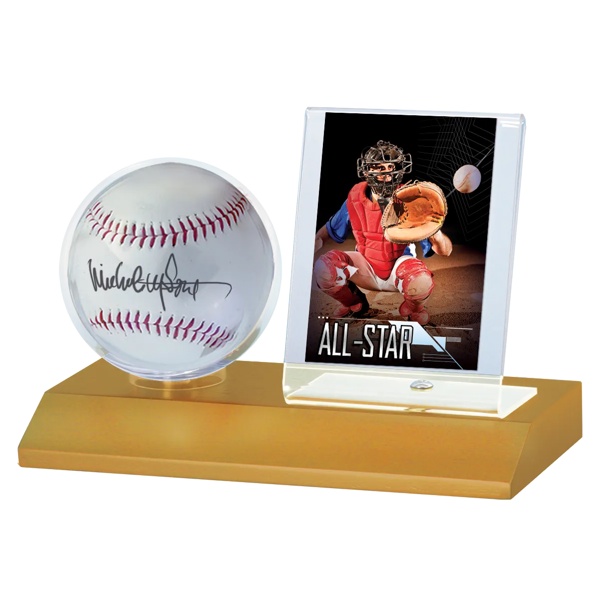 Baseball & Card Wood Display Holder