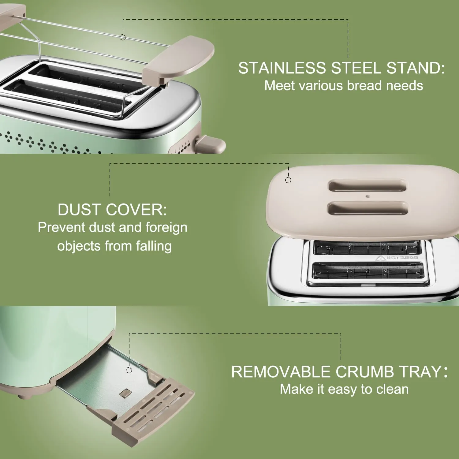 BEAR Toaster DSL-C02A1, 2 Slice with 6-Shade Settings and Bagel, Defrost, Cancel Function