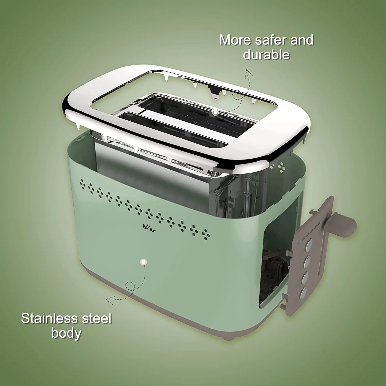 BEAR Toaster DSL-C02A1, 2 Slice with 6-Shade Settings and Bagel, Defrost, Cancel Function