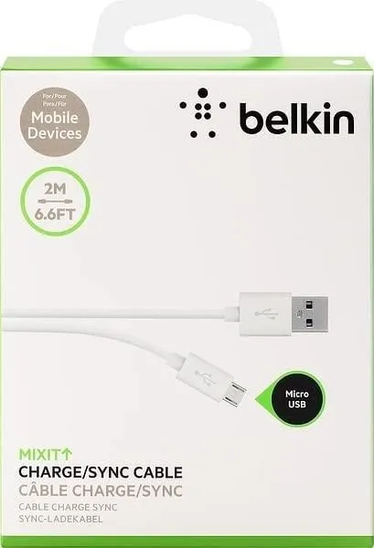 Belkin Micro USB ChargeSync Cable Charge & Data Transfer - White