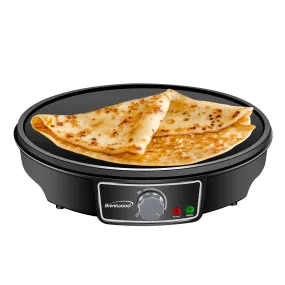 Brentwood TS-602BK 12-Inch Electric Non-Stick Crepe Pancake Maker and Griddle with Spatula and Spreader, Black