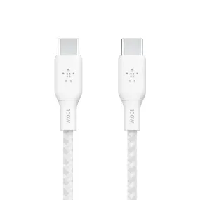 Cable BoostCharge Pro Flex 100W USB-C a USB-C de silicona y trenzado de Belkin 2 metros blanco