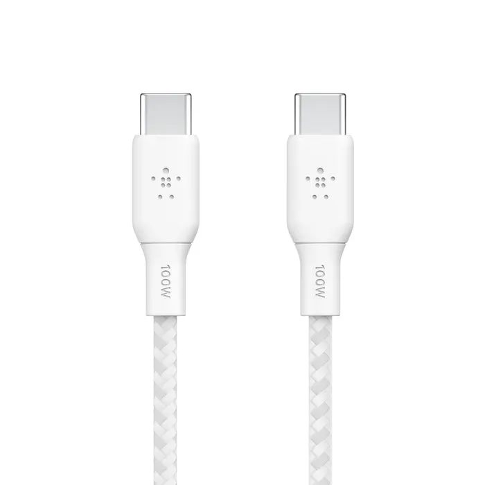 Cable BoostCharge Pro Flex 100W USB-C a USB-C de silicona y trenzado de Belkin 2 metros blanco