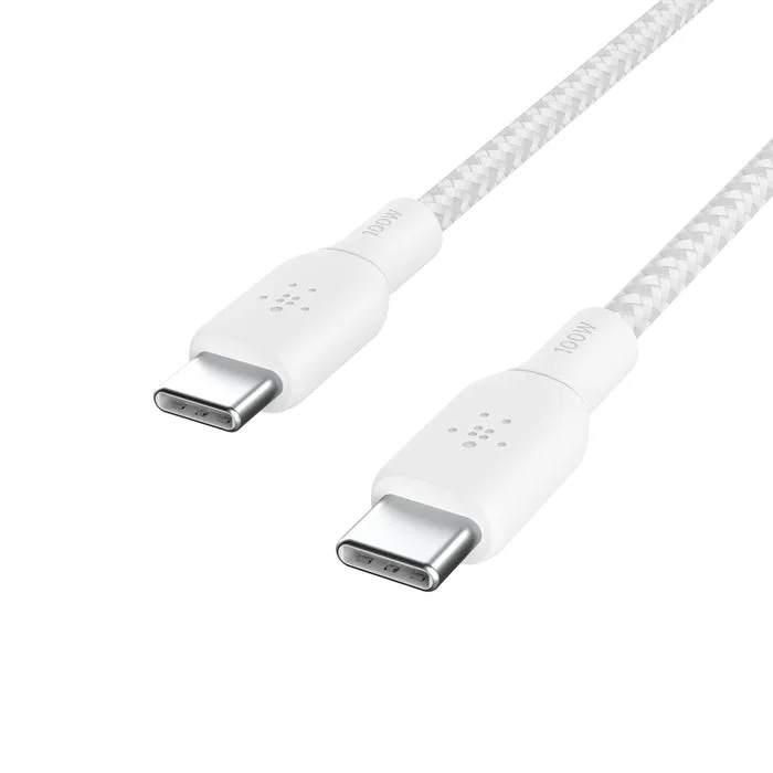 Cable BoostCharge Pro Flex 100W USB-C a USB-C de silicona y trenzado de Belkin 2 metros blanco