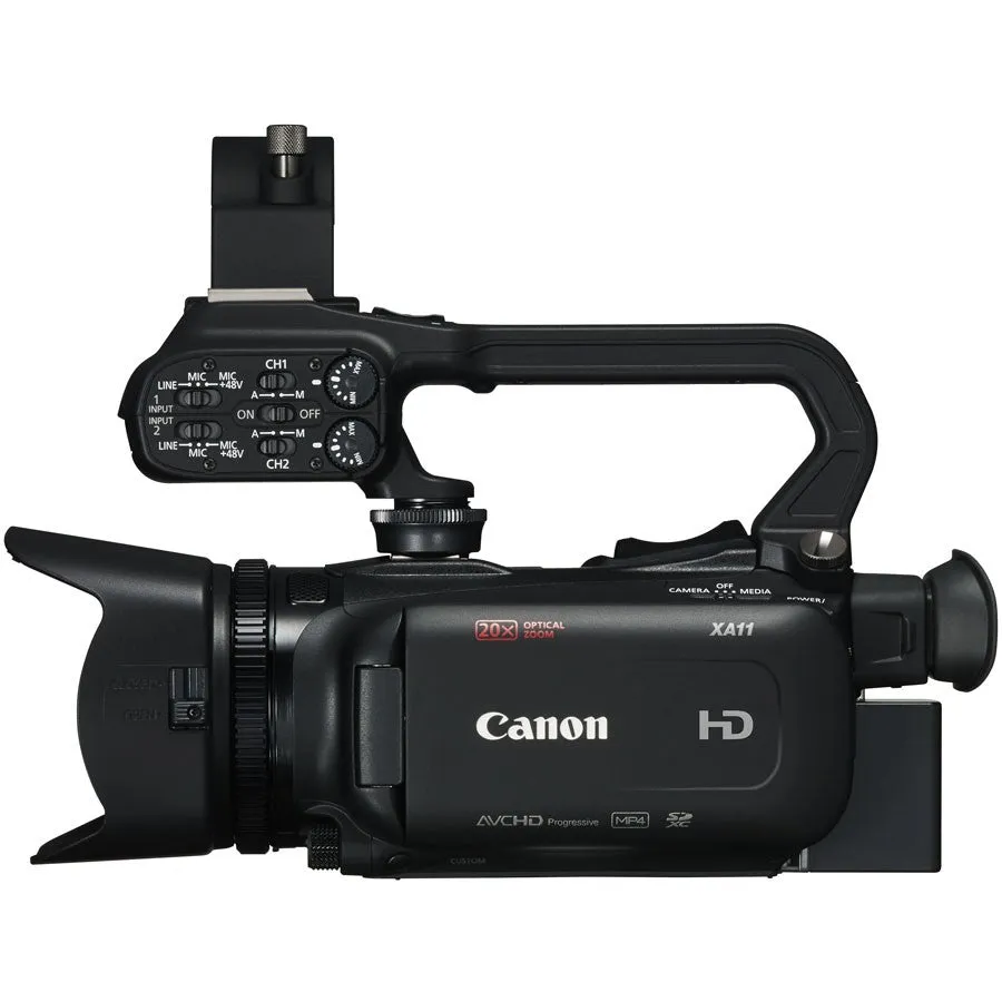 Canon XA11 Compact Full HD Camcorder with HDMI and Composite Output   64GB Memory Card   BP-820 Replacement Lithium Ion Battery Bundle