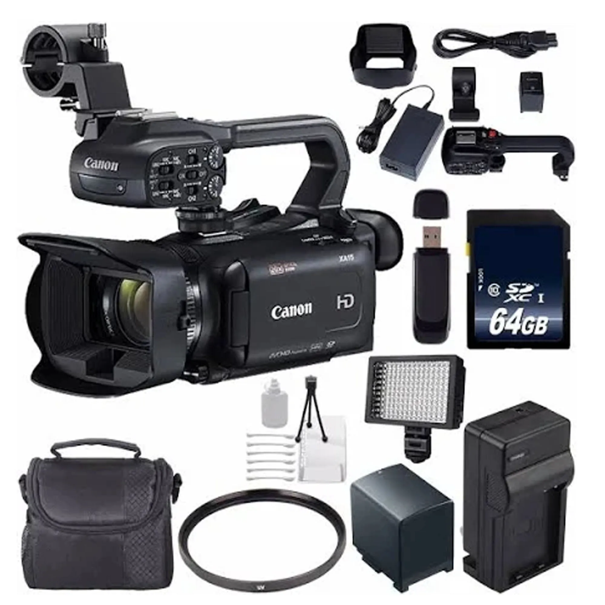 Canon XA11 Compact Full HD Camcorder with HDMI and Composite Output   64GB Memory Card   BP-820 Replacement Lithium Ion Battery Bundle