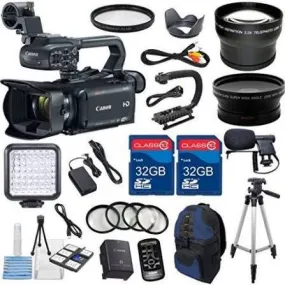 Canon XA30 Professional Camcorder with 2pc 32GB High Speed Memory Cards   Wideangle Lens   Telephoto Lens   LED Light   4pc Macro Close Up Filters