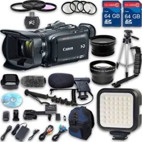 Canon XA35 HD Professional Camcorder   Wideangle Lens   Telephoto Lens   Lens Hood   2 PC 64 GB Memory Cards   Tripod   LED Light   3 PC Filter Kit