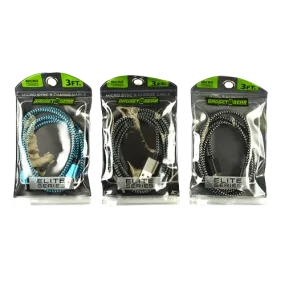 Charging Cable Elite Cloth USB to Micro USB 3FT - 3 Pieces Per Pack 21153