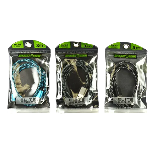 Charging Cable Elite Cloth USB to Micro USB 3FT - 3 Pieces Per Pack 21153