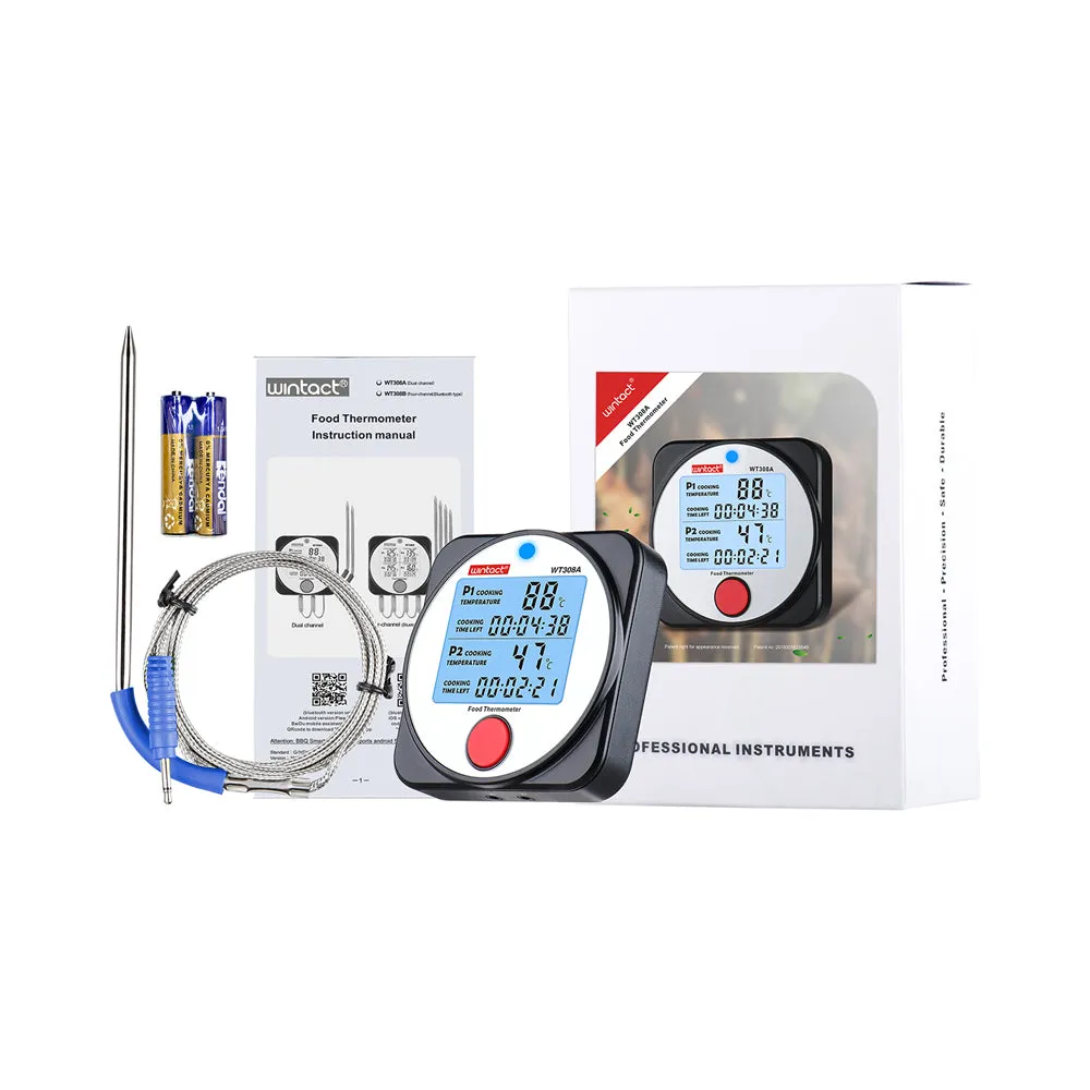 [CLEARANCE] Wintact by Benetech Digital Probe-Type Food Thermometer (Battery Included) for Meat, Fish, Poultry, and Egg Cooking with Data Logging Function, Bluetooth & App Control | WT308A