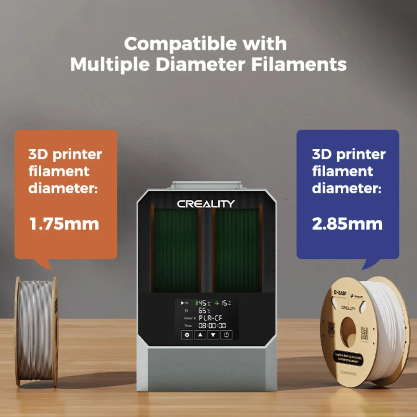 Creality Space PI Filament Dryer Plus, 2 Spools 3D Printing Filament Storage with Built-in Fan